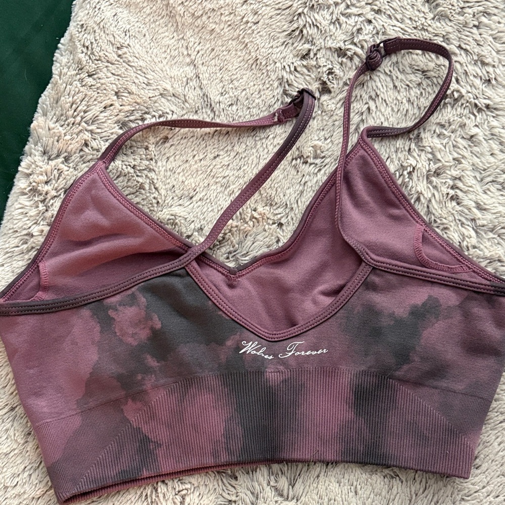 Darc Sport Mauve Tie-Dye Athletic Crop Top & High-Waist Shorts Set - Picture 7 of 7